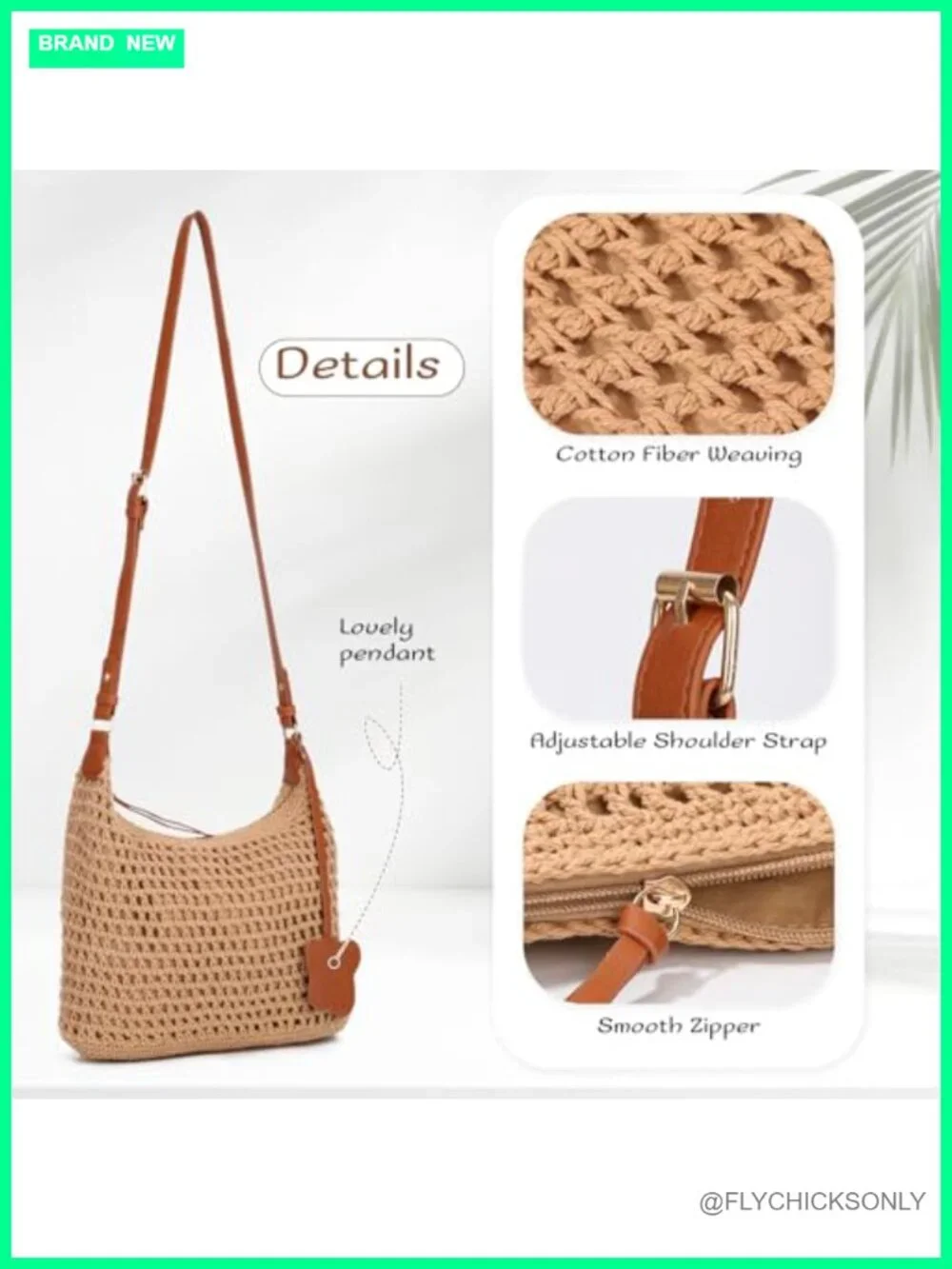 Handmade Crochet Hobo Purse Bag, Summer Beach Tote, Knitted Vacation Travel
